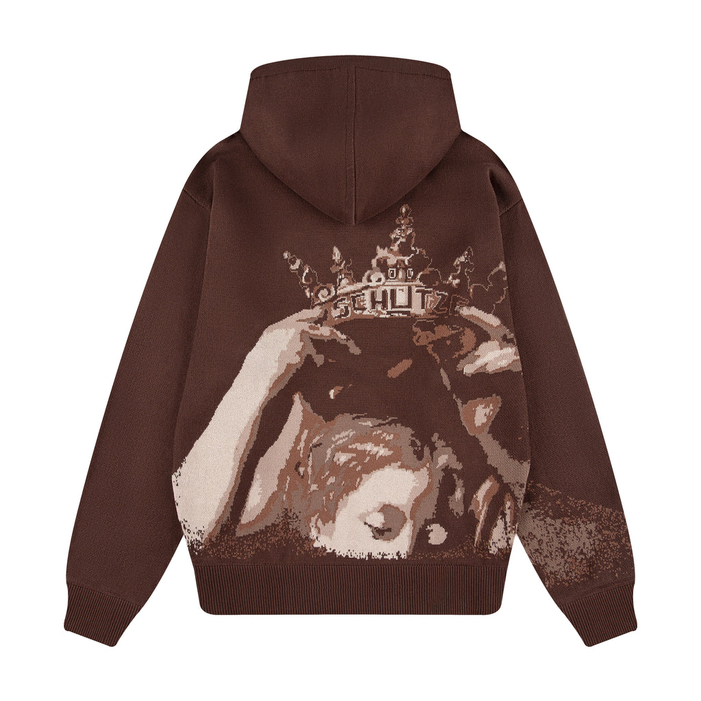 "awakening" knit Hoodie brown