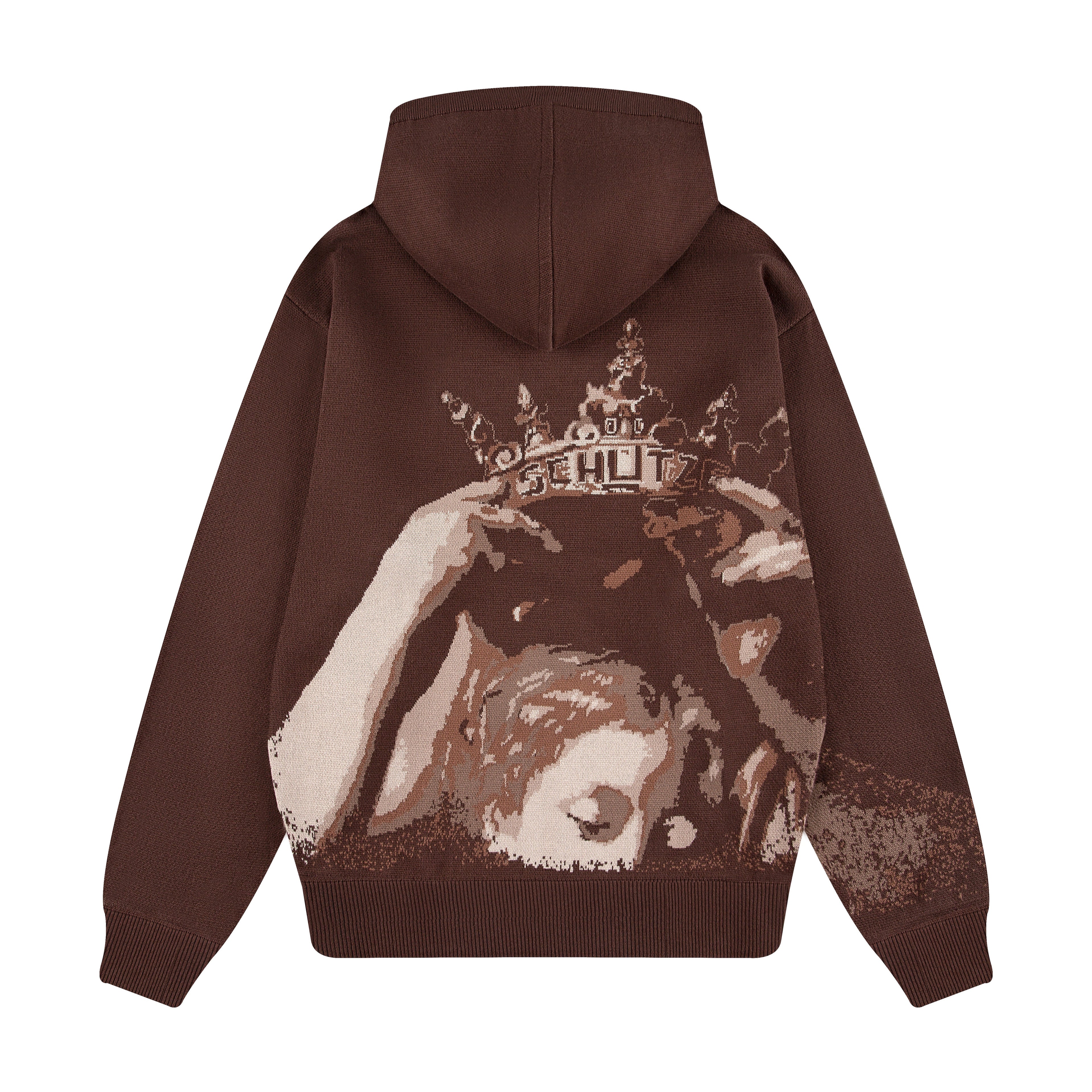 "awakening" knit Hoodie brown