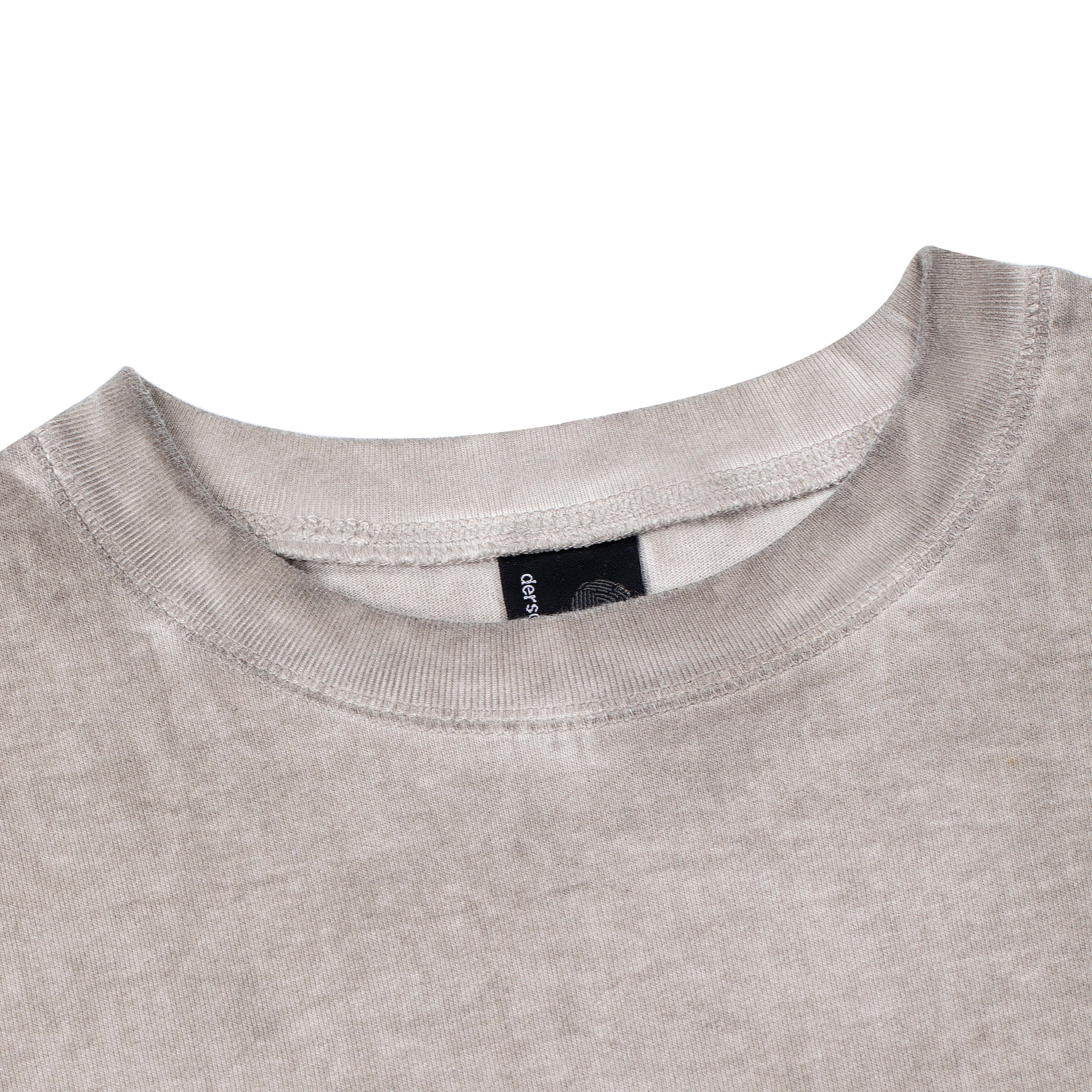 "lotus" T shirt oil washed light grey