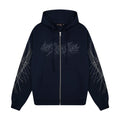 "sashiko" Zip Up navy