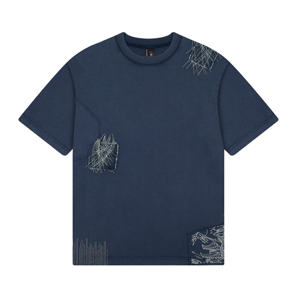 "sashiko" T Shirt navy