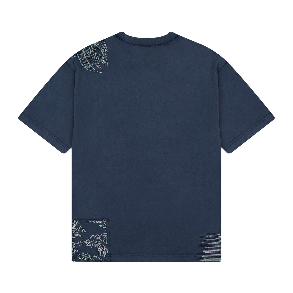 "sashiko" T Shirt navy