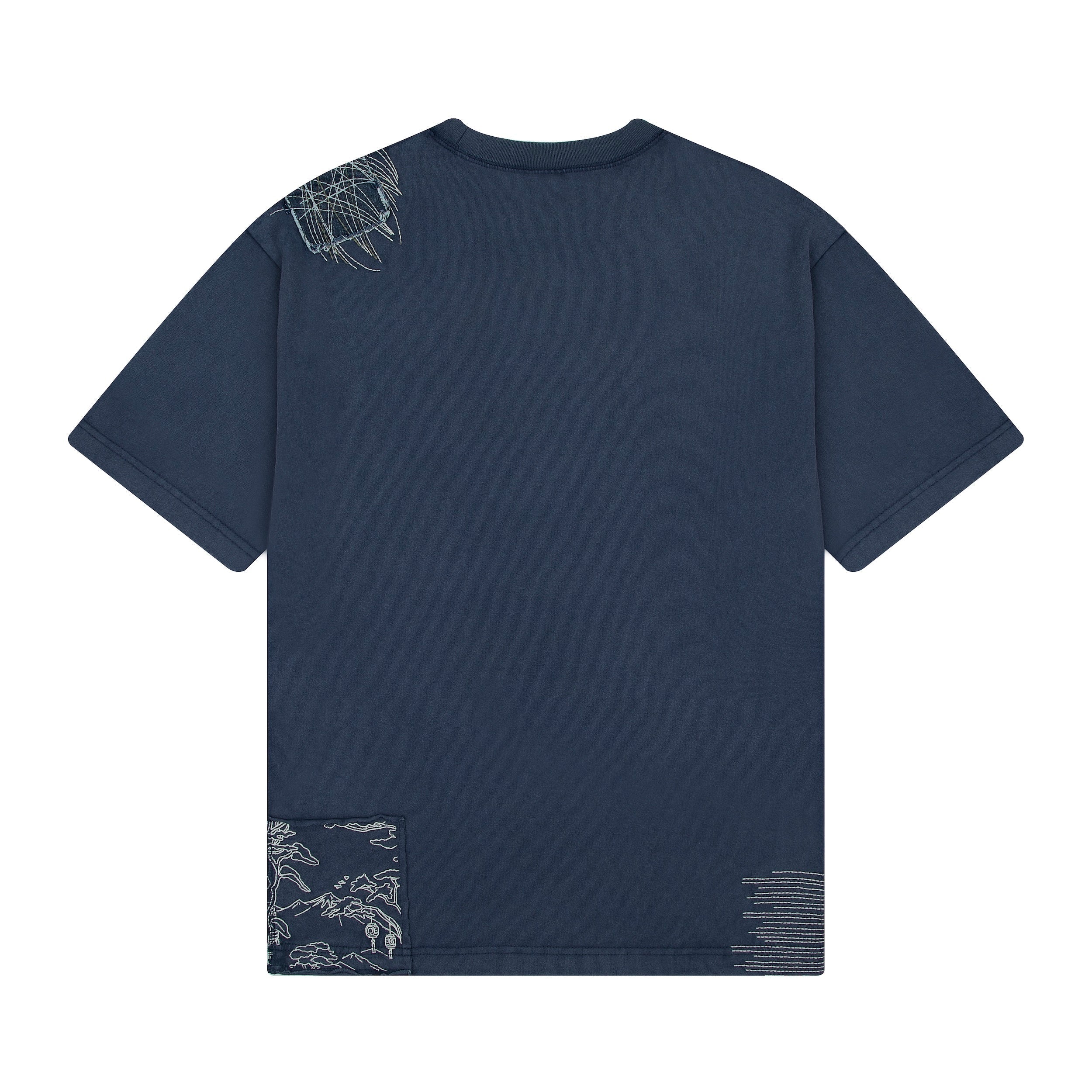 "sashiko" T Shirt navy