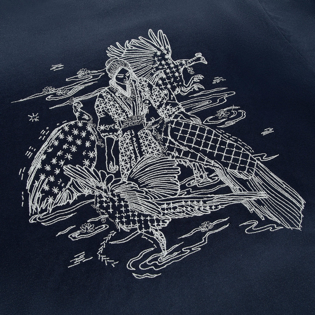 "sashiko" layered long sleeve navy