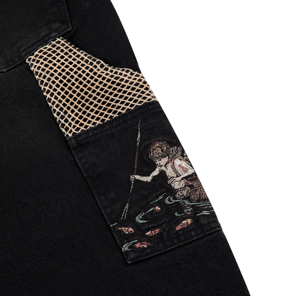 "lotus" Jorts black fishnet