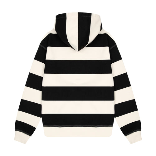 "on air" ecru-navy striped Hoodie