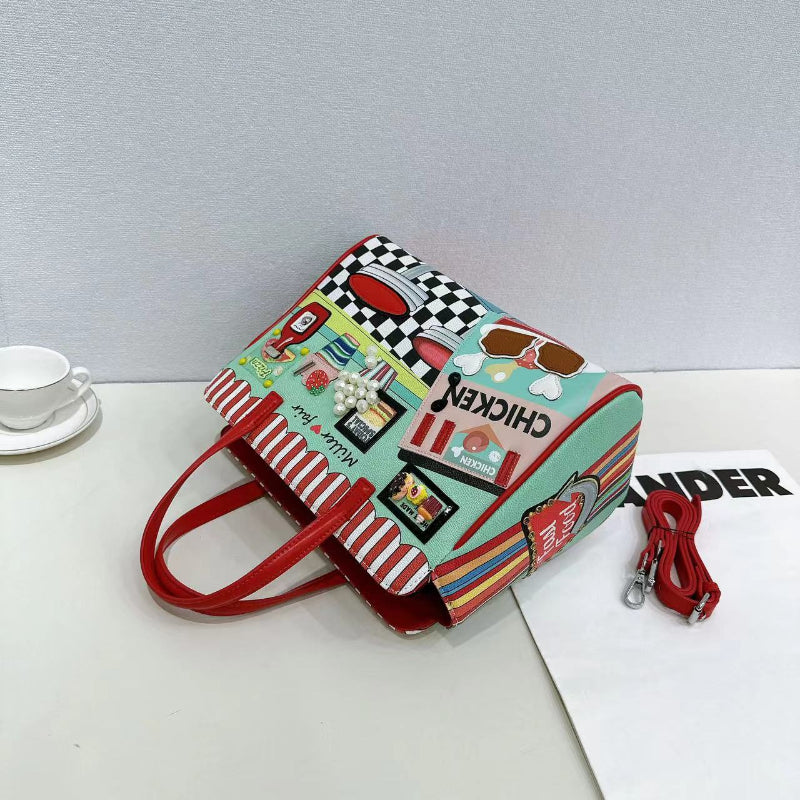 Chrome Heart Leather Bag Heavy Industry Handmade Embroidered Bag Shoulder Crossbody Bag