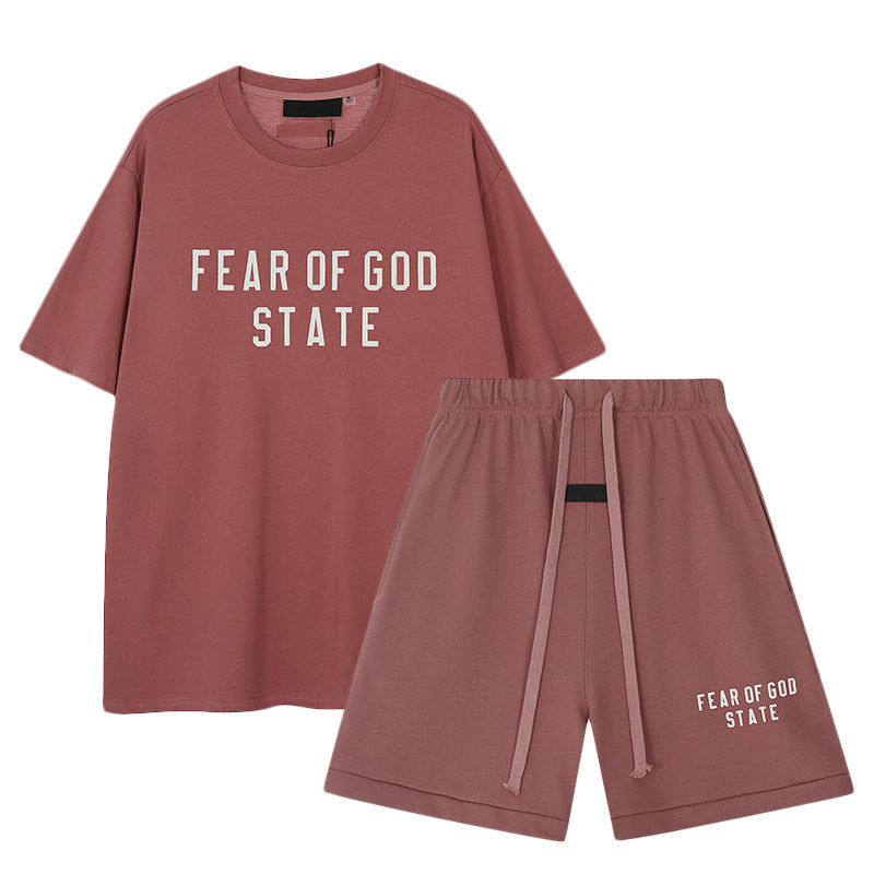 FW24 STATE T-Shirt / Shorts / Set - Wine Red