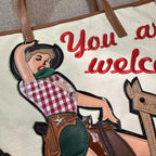 Chrome Heart Leather Bag Embroidered Cartoon Tote Bag