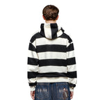 "on air" ecru-navy striped Hoodie