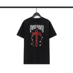 CHH Chrome Heart T Shirts Cross Sanskrit Printed Crew Neck Washed Short Sleeve Fashion T-Shirt