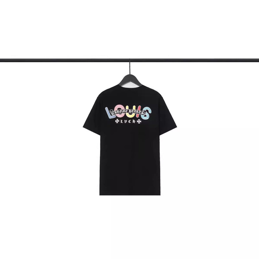 CHH Chrome Heart T Shirts Croix Cross Color Leather Printed Short Sleeve T-Shirt