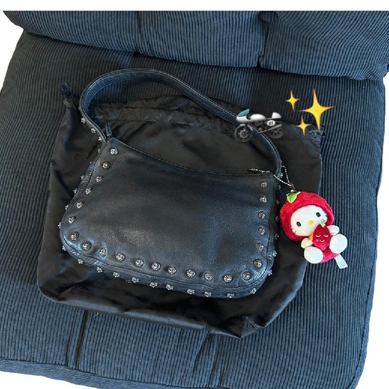 Chrome Heart Leather Bag Rivet Cross