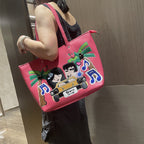 Chrome Heart Leather Bag Embroidered Shoulder Bag Tote Bag