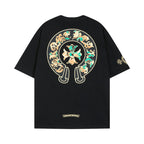 CHH Chrome Heart T Shirts Cross Color Printed Short Sleeve T-Shirt Loose