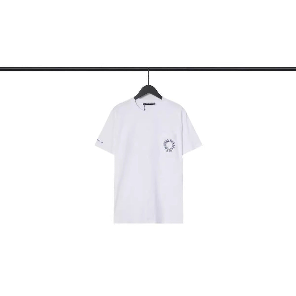 CHH Chrome Heart T Shirts Blue Cross Loose Crew Neck Short Sleeve