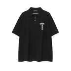 CHH Chrome Heart T Shirts Sanskrit horseshoe print lapel polo shirt versatile short sleeve