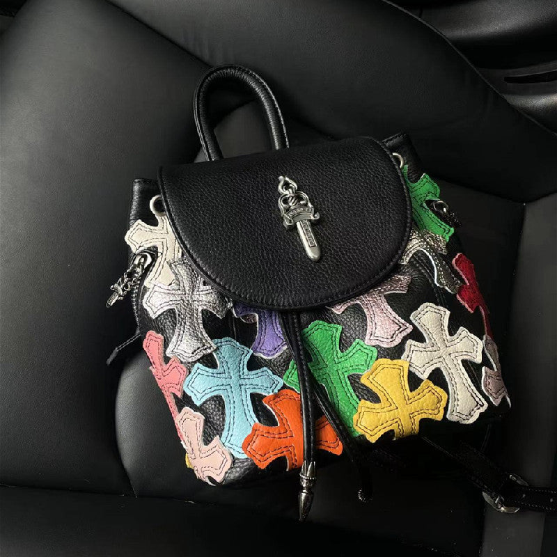 Chrome Heart Leather Bag Cowhide Ladies Backpack Mini Backpack