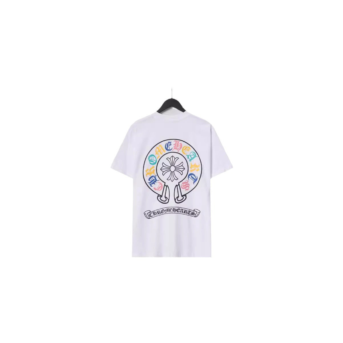 CHH Chrome Heart T Shirts Croix Cross Color Leather Printed Short Sleeve T-Shirt