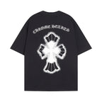 CHH Chrome Heart T Shirts Croix Cross Leather Printed Short Sleeve T-Shirt