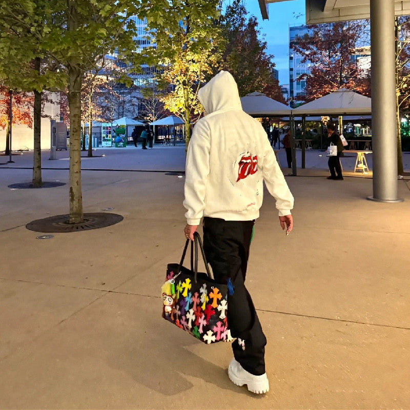 Chrome Heart Leather Bag Cross Colored Shopping Bag