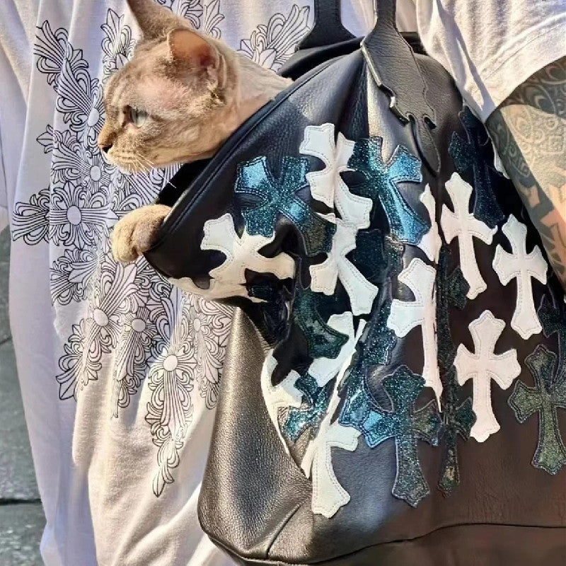 Chrome Heart Leather Bag White Cross Leather