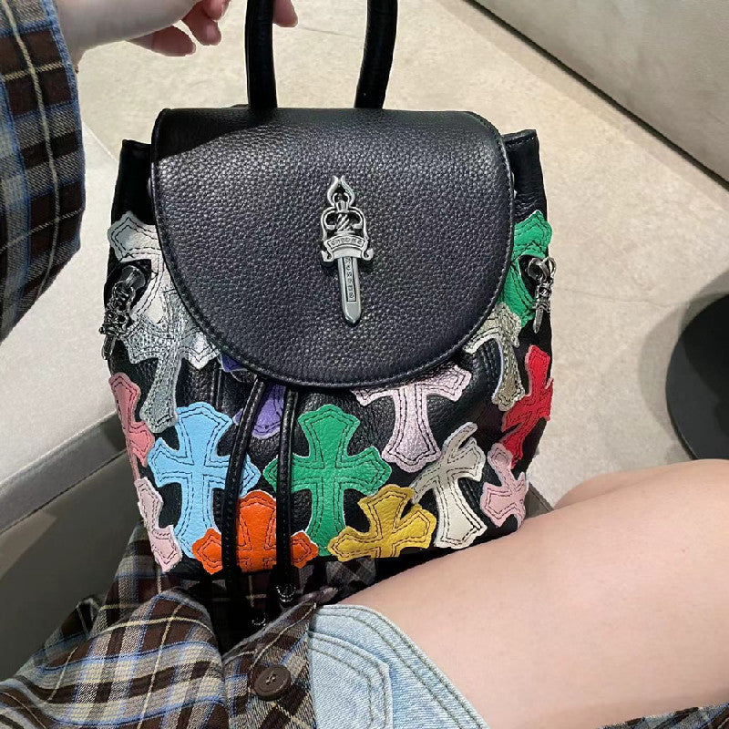 Chrome Heart Leather Bag Cowhide Ladies Backpack Mini Backpack