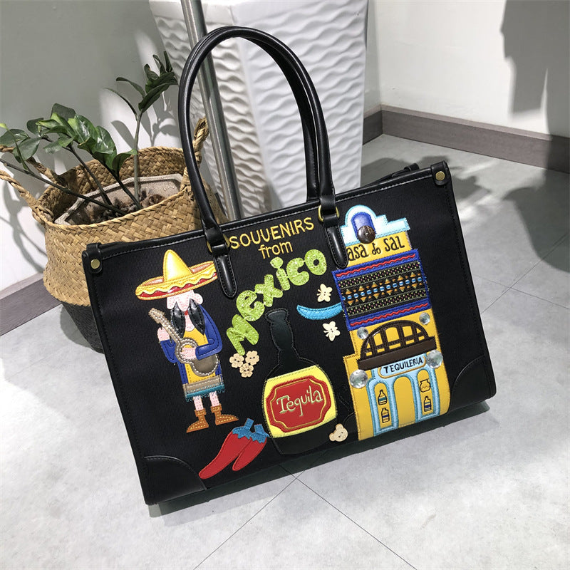 Chrome Heart Leather Bag Embroidery Embroidery Bag Shoulder Bag Crossbody Bag