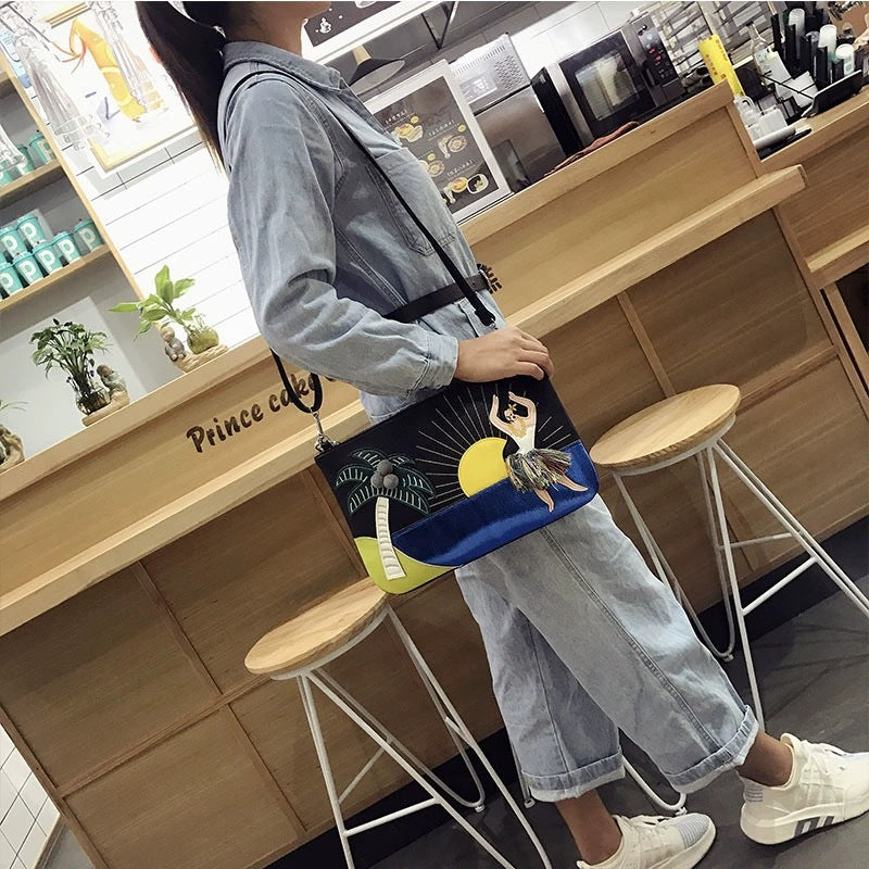 Chrome Heart Leather Bag Shoulder Crossbody Chain Bag