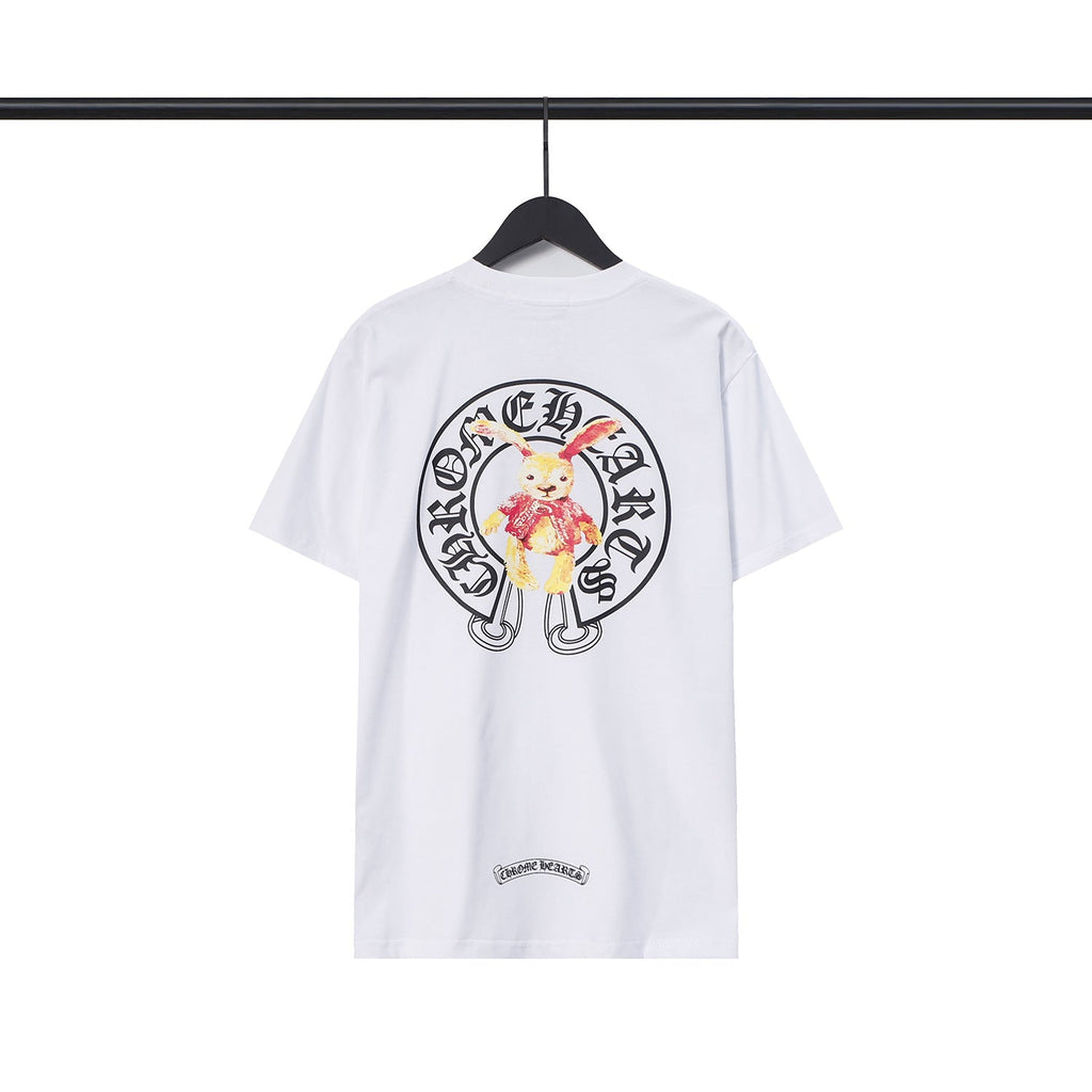 CHH Chrome Heart T Shirts Croix Cross Leather Printed Short Sleeve T-Shirt